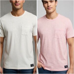 Bundle Of 2 Abercrombie & Fitch Short Sleeve Pocket T-Shirt Pink & White Medium